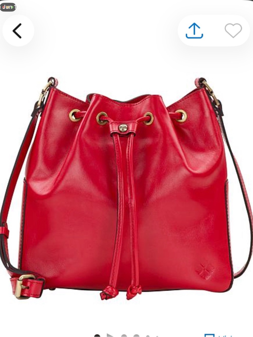 NWT Patricia Nash Red Leather Drawstring Crossbody Bucket Bag
